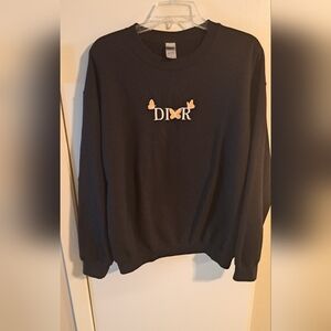 Whimsical Black Sweatshirt with Peach Butterflies. BUNDLE AND SAVE!